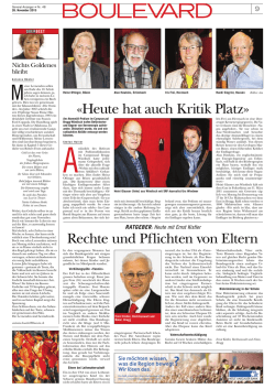 Heute hat auch Kritik Platz