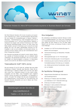 Inserat TelematikerIn VoIP - Winet Network Solutions AG