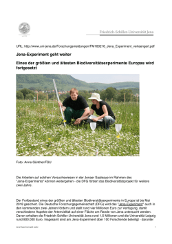 Jena-Experiment geht weiter Eines der gr&ouml;&szlig;ten und &auml;ltesten