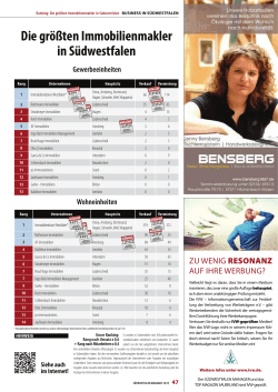 Die größten Immobilienmakler in Südwestfalen