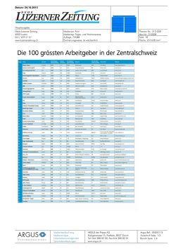 Die 100 gr&ouml;ssten Arbeitgeber in der Zentralschweiz