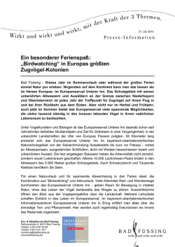 Ein besonderer Ferienspa&szlig;: &bdquo;Birdwatching&ldquo; in Europas gr&ouml;&szlig;ten