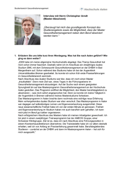 Interview mit Herrn Christopher Arndt (Master