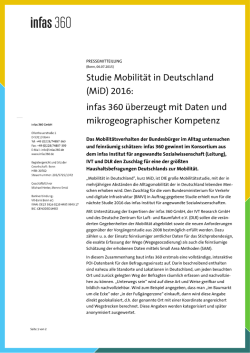 Studie Mobilität in Deutschland (MiD) 2016: infas 360 überzeugt mit