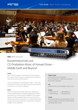 Konzertmitschnitt und CD-Produktion Music of Howard Shore