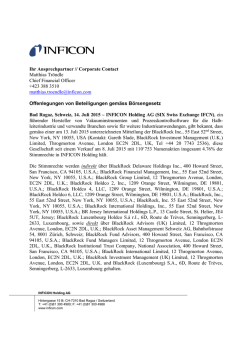 Disclosure of Equity Participations Pursuant to the Swiss Stock