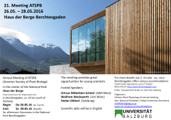 21. Meeting ATSPB 26.05. – 28.05.2016 Haus der Berge