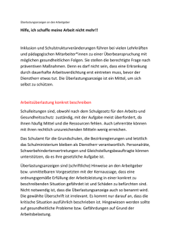 Hilfe, ich schaffe meine Arbeit nicht mehr!! Inklusion und
