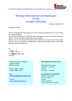 Informationsschrift: &bdquo;Wichtige Informationen und Regelungen&ldquo;
