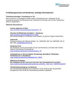 Fortbildungswochen auf Norderney: wichtige Informationen!