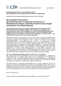 Medienmitteilung der SekZH zum Kantonsratsbeschluss zum