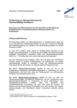 Einf&uuml;hrung von Alkohol-Interlocks f&uuml;r alkoholauff&auml;llige