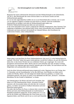 Ein Adventstagebuch von Carolin Modersohn Dezember 2015