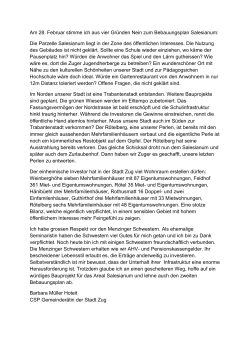 Leserbrief von Barbara Müller Hoteit, Zug, 20. Februar 2016