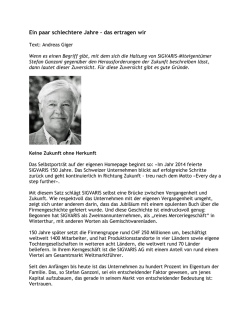 Ein paar schlechtere Jahre &ndash; das ertragen wir