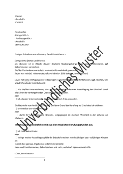 Ich schlage die Erbschaft hiermit aus allen m&ouml;glichen