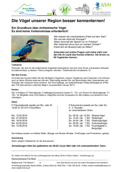 Die V&ouml;gel unserer Region besser kennenlernen!