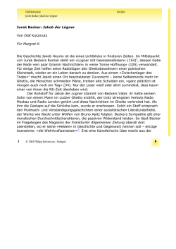 Interpretation. Jurek Becker: "Jakob der L&uuml;gner"
