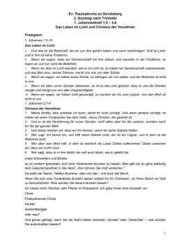 1. Johannes 1, 5-2.6 - Das Leben im Licht und Christus der Versöhner