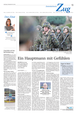 Ein Hauptmann mit Gefühlen», Zuger Zeitung, 19.11.2015, Seite 19