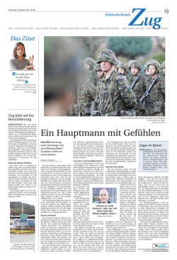 Ein Hauptmann mit Gef&uuml;hlen&raquo;, Zuger Zeitung, 19.11.2015, Seite 19