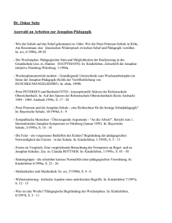 Dr. Oskar Seitz Auswahl an Arbeiten zur Jenaplan