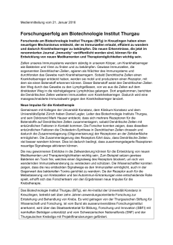 Medienmitteilung  - Biotechnologie Institut Thurgau