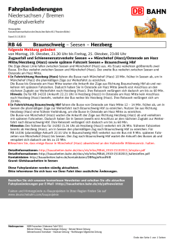 Fahrplanänderungen Niedersachsen / Bremen Regionalverkehr