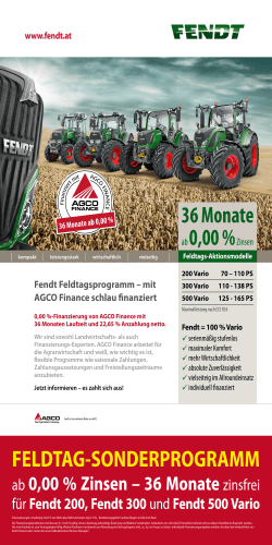 Fendt Feldtagsprogramm – mit AGCO Finance schlau
