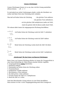 Das Lösen von linearen Gleichungen