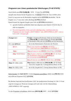 Programm zum Lösen quadratischer Gleichungen (TI−82 STATS)