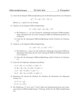 Differentialgleichungen WS 2015/2016 3. &Uuml;bungsblatt 12. L&ouml;sen Sie