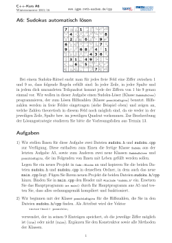 A6: Sudokus automatisch lösen Aufgaben