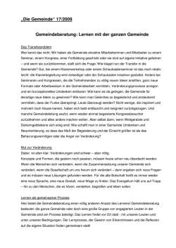 Gemeindeberatung Lernen mit der ganzen Gemeinde