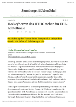 Hamburg - Hockeyherren des HTHC stehen im EHL