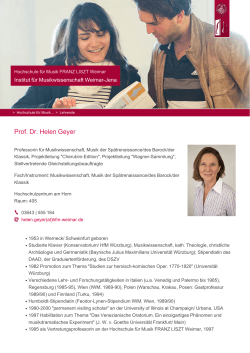 Prof. Dr. Helen Geyer - Hochschule für Musik FRANZ LISZT Weimar