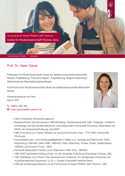 Prof. Dr. Helen Geyer - Hochschule f&uuml;r Musik FRANZ LISZT Weimar
