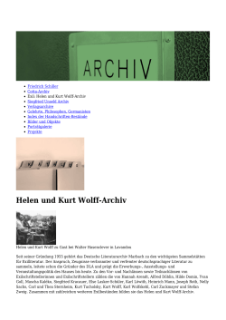 Helen und Kurt Wolff-Archiv - Deutsches Literaturarchiv Marbach