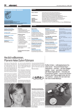 Herzlich willkommen, Pfarrerin Helen Duhm