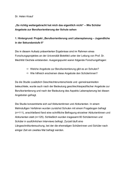 Dr. Helen Knauf &bdquo;So richtig weitergebracht hat mich das eigentlich