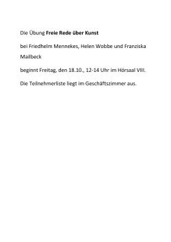 Die &Uuml;bung Freie Rede &uuml;ber Kunst bei Friedhelm Mennekes, Helen