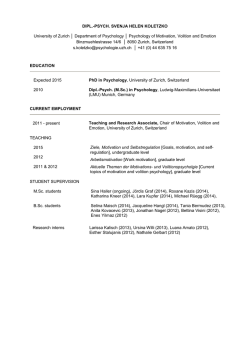 DIPL.-PSYCH. SVENJA HELEN KOLETZKO University of Zurich