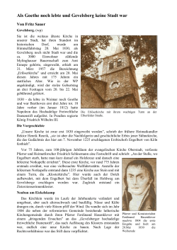 Als Goethe noch lebte und Gevelsberg keine Stadt war