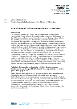 Handreichung zur Reflexionsaufgabe