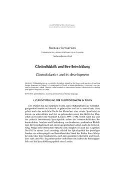 Glottodidaktik und ihre Entwicklung
