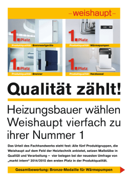 Heizungsbauer w&auml;hlen Weishaupt vierfach zu ihrer Nummer 1