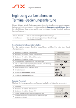 Manual Ergänzung zur bestehenden Terminal
