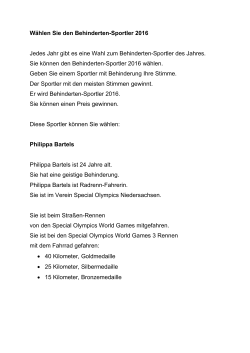 Wählen Sie den Behinderten-Sportler 2016 Jedes Jahr gibt es eine