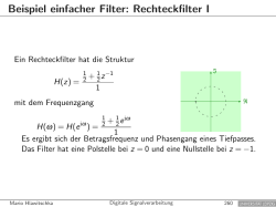 Beispiel einfacher Filter: Rechteckfilter I