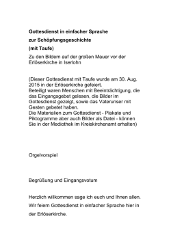 Gottesdienst Sch&ouml;pfungsgeschichte in einfacher Sprache